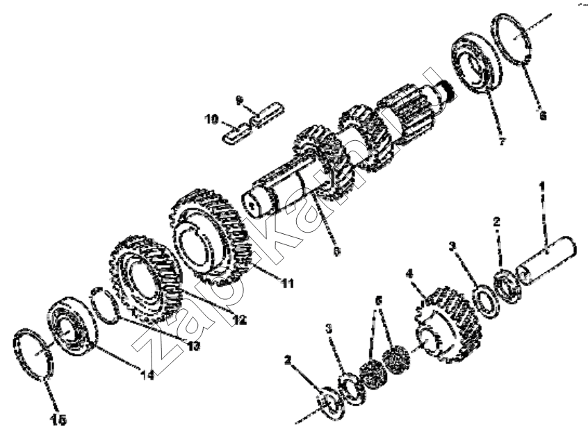 Схема/чертеж: T0504-DC12J-02 Intermediate shaft / DongFeng EQ4251W2 - 999Z