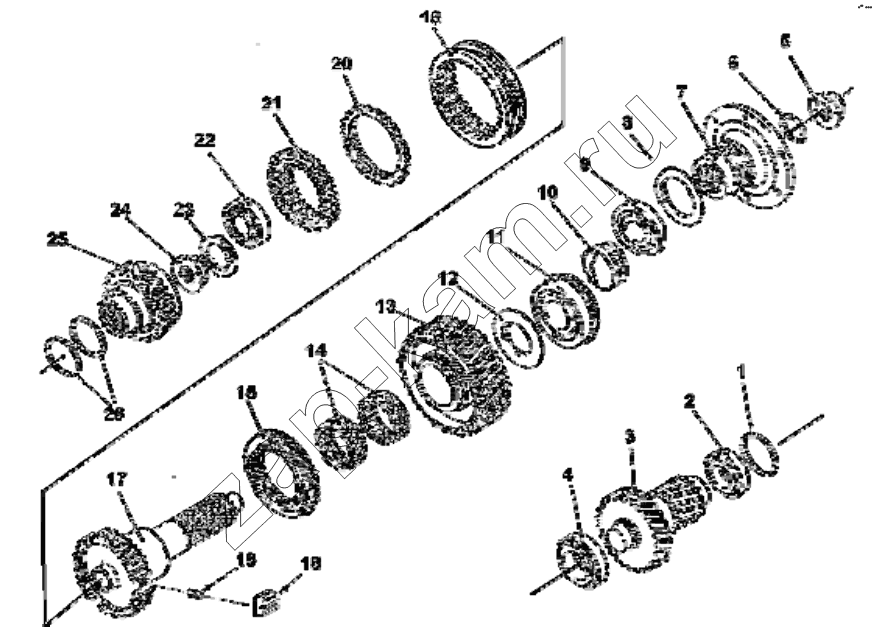 Схема/чертеж: T0504-DC12J-03 Auxiliary shaft / DongFeng EQ4251W2 - 999Z