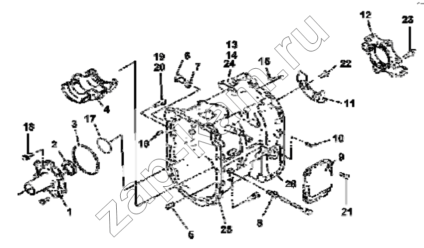 Схема/чертеж: T0504-DC12J-06 Transmission housing / DongFeng EQ4251W2 - 999Z