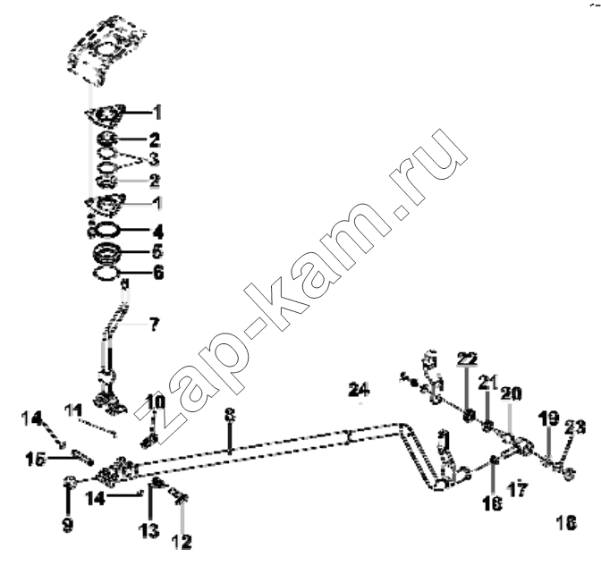 Схема/чертеж: 1703B-T0900 Shift control handle group / DongFeng EQ4251W2 - 999Z