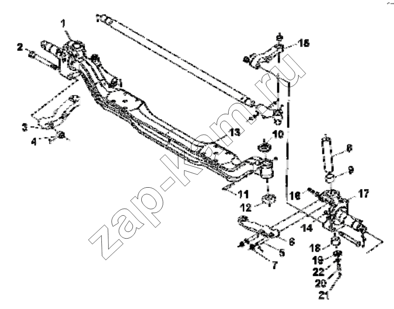 Схема/чертеж: 001A3-ZB6 Front axle subassembly / DongFeng EQ4251W2 - 999Z