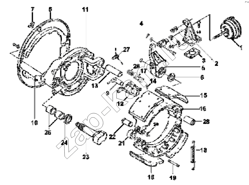 Схема/чертеж: 3501A1-ZB6 Front left brake group / DongFeng EQ4251W2 - 999Z