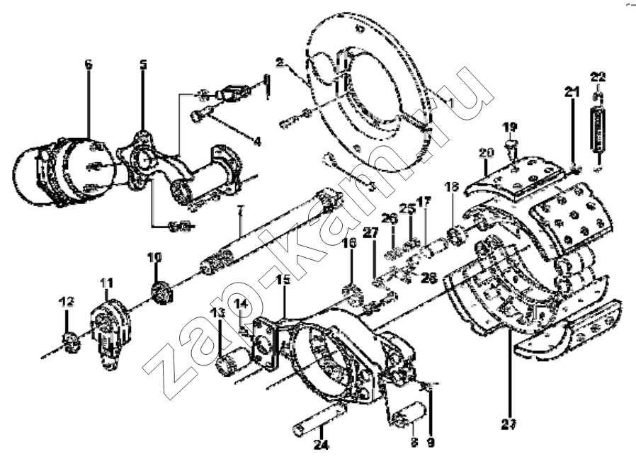 Схема/чертеж: 3502ZAS03A-015 Rear right brake group / DongFeng EQ4251W2 - 999Z