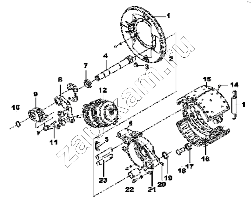 Схема/чертеж: 3502ZAS03-015 Center right brake group / DongFeng EQ4251W2 - 999Z