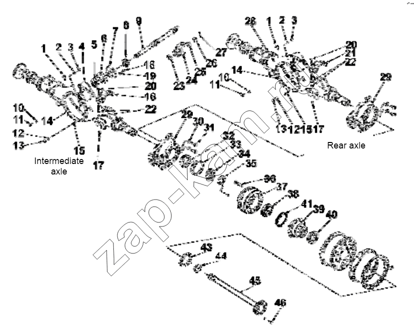 Схема/чертеж: ZAS03G-T0405 Intermediate rear axle subassembly / DongFeng EQ4251W2 - 999Z