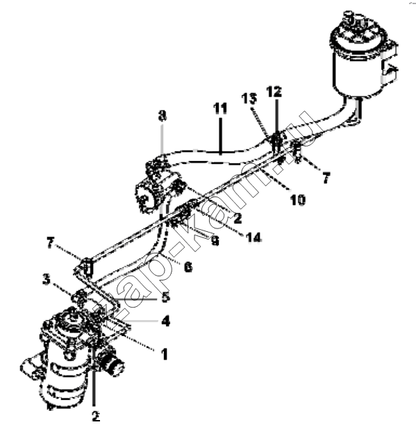 Схема/чертеж: 3405A-T0500 Power steering pipe group / DongFeng EQ4251W2 - 999Z