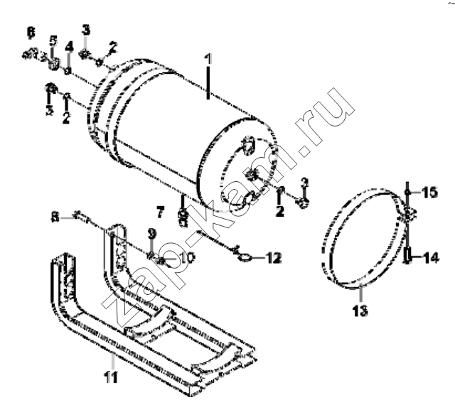 Схема/чертеж: 3513C-T0402 Rear air vessel group / DongFeng EQ4251W2 - 999Z
