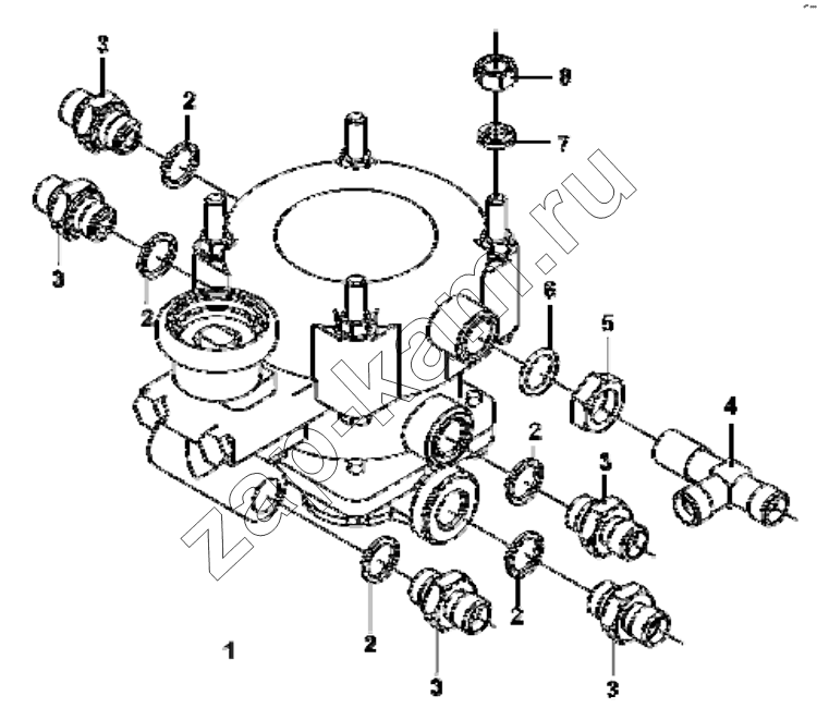 Схема/чертеж: 3522B1-ZB7 Trailer valve subassembly / DongFeng EQ4251W2 - 999Z