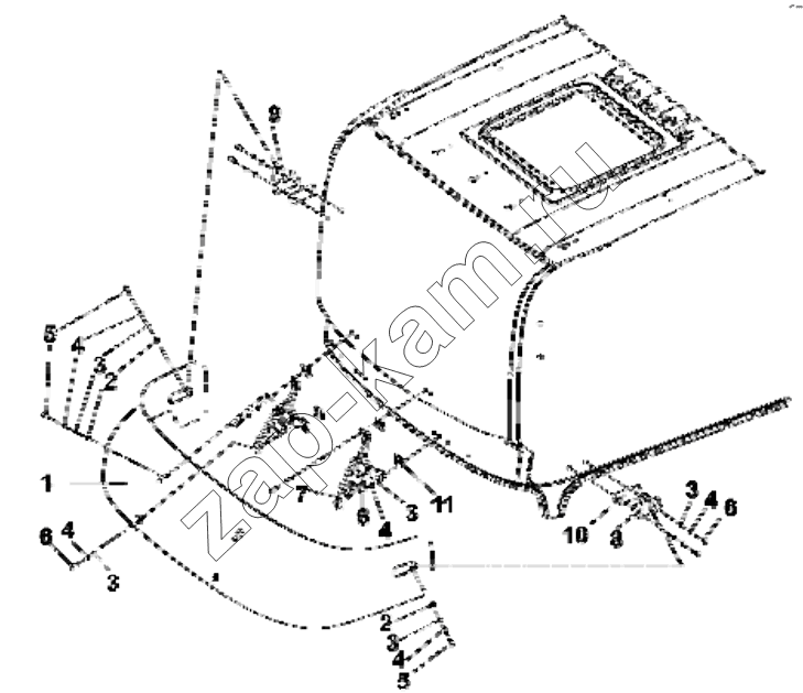 Схема/чертеж: 8204B-C0300 Sun shade group / DongFeng EQ4251W2 - 999Z