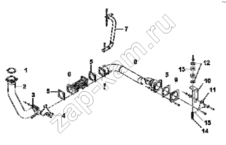 Схема/чертеж: 1203A-T0400 Muffler intake pipe group / DongFeng EQ4251W2 - 999Z