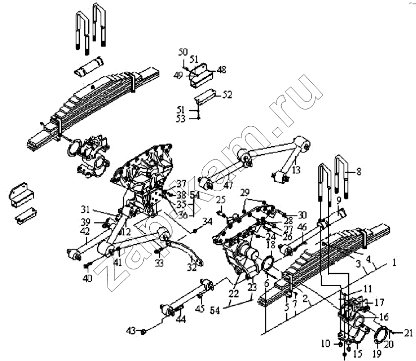 Схема/чертеж: Задняя подвеска / FAW CA-3312 (P2K2B2T4A2Z)