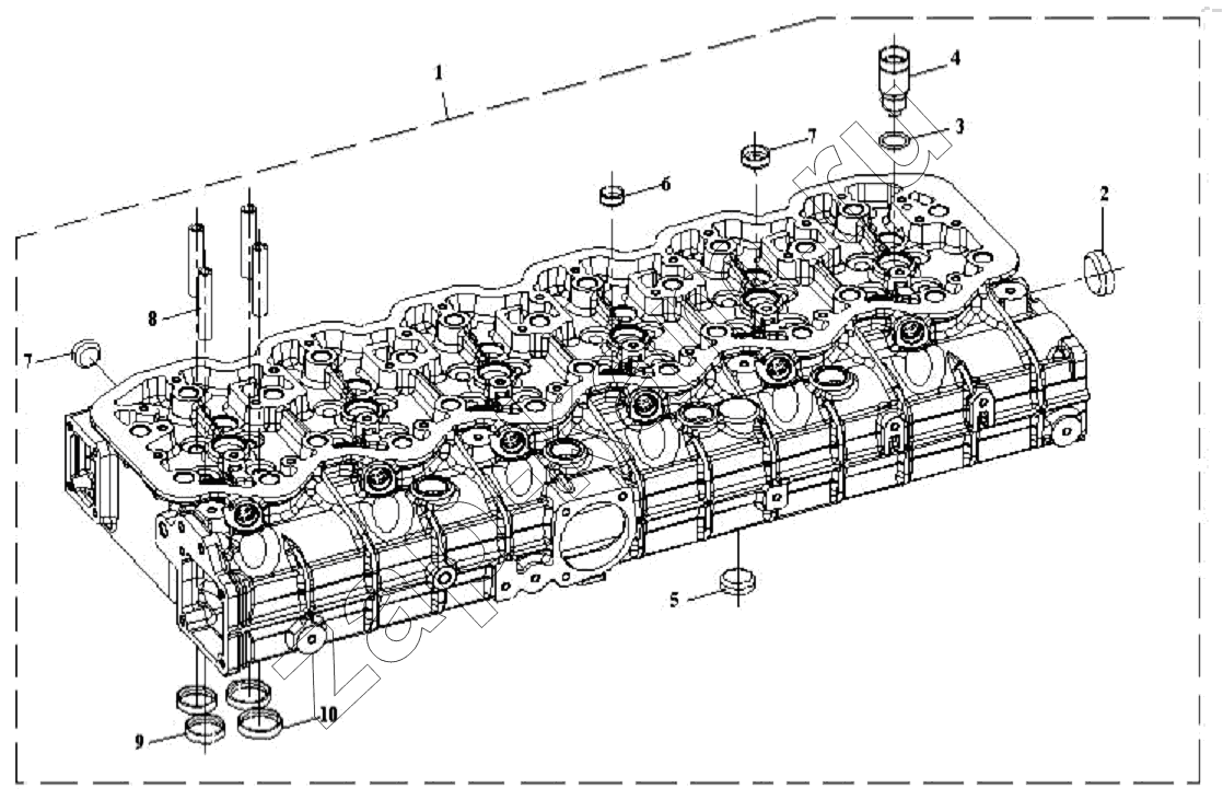 Схема/чертеж: Головка цилиндров в сборе / FAW CA-3312 (P2K2B2T4A2Z)