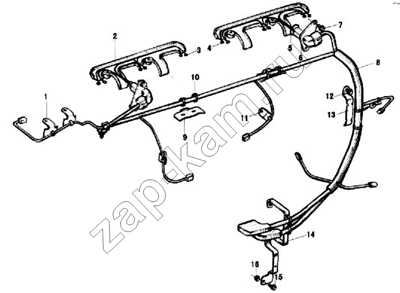 Схема/чертеж: Жгут проводов двигателя / FAW CA-3312 (P2K2B2T4A2Z)