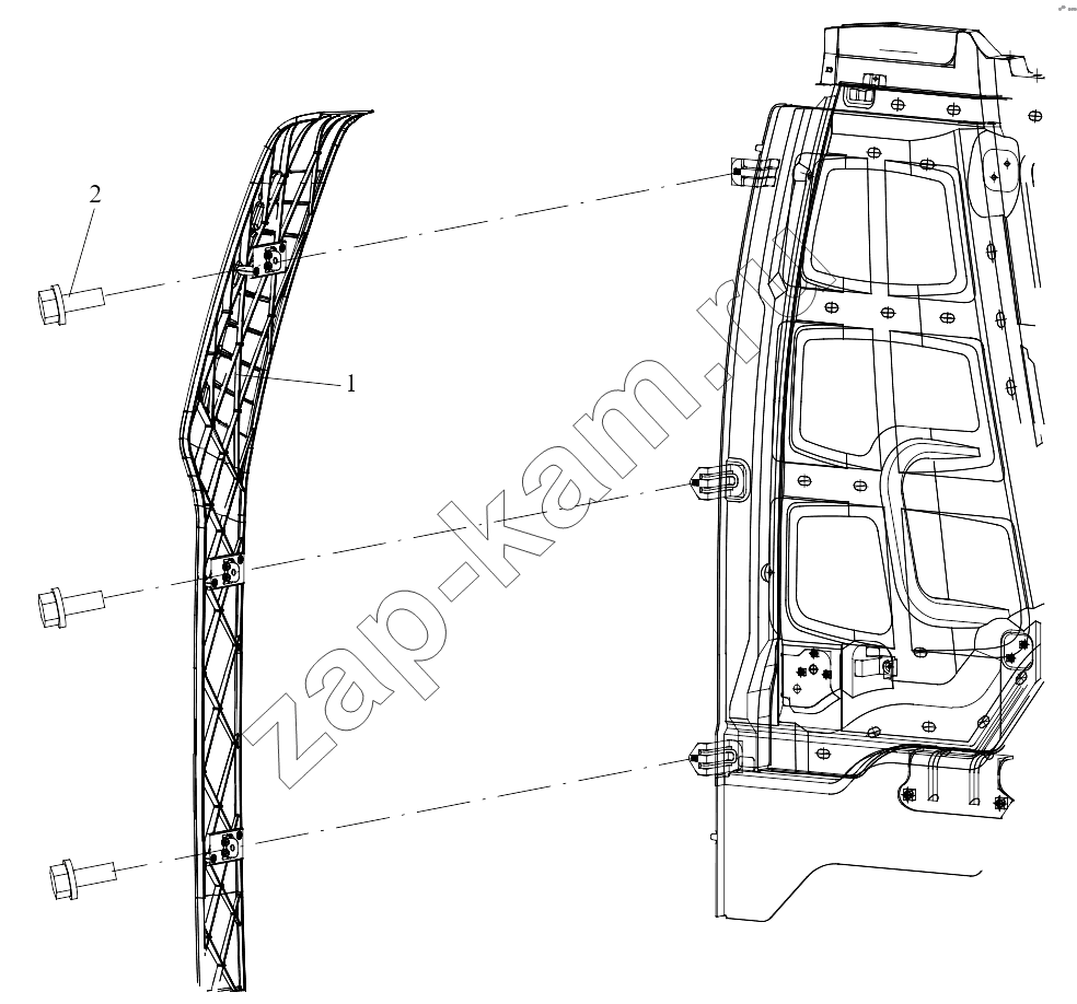 Схема/чертеж: Задняя боковая декоративная крышка / FAW CA3311