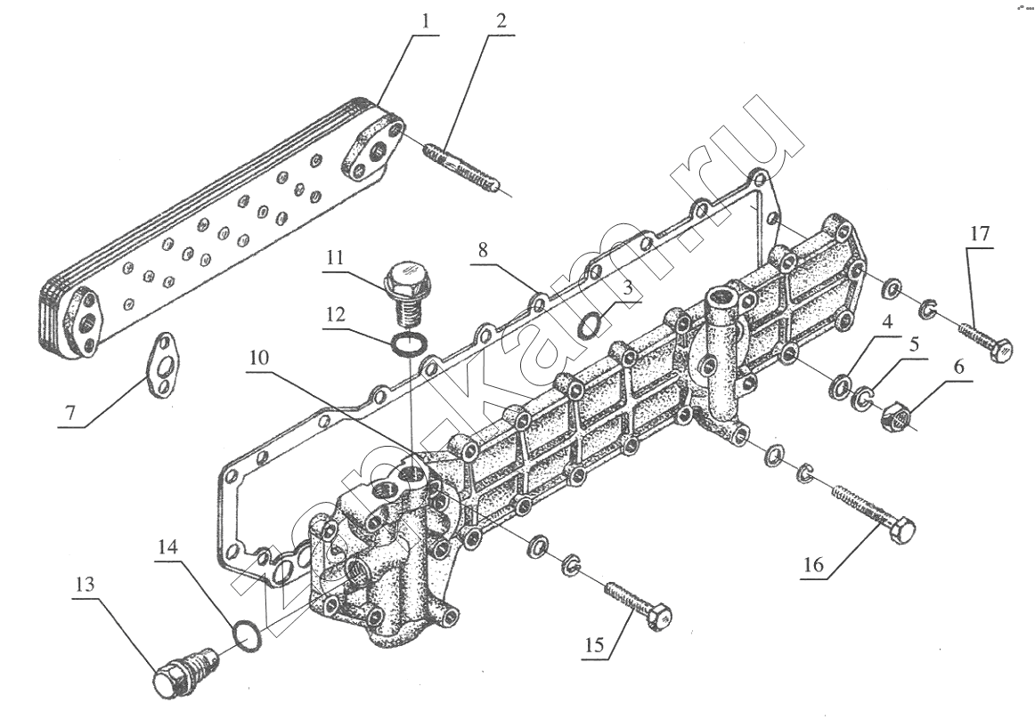 Схема/чертеж: Lubricating Oil Cooler / FAW CA6110