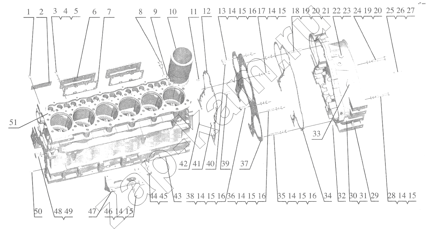 Схема/чертеж: Cylinder Block / FAW CA6110