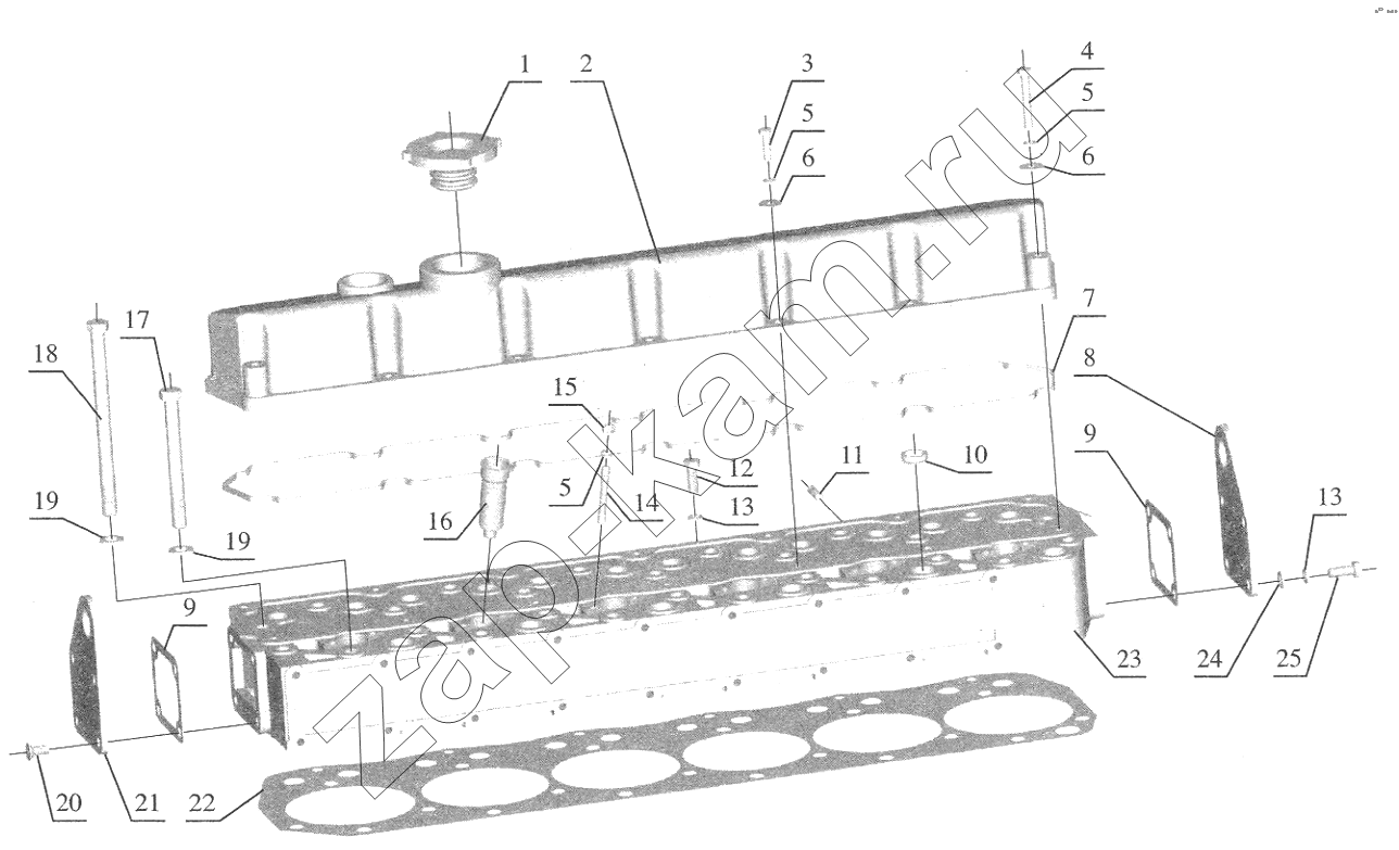 Схема/чертеж: Cylinder Head / FAW CA6110