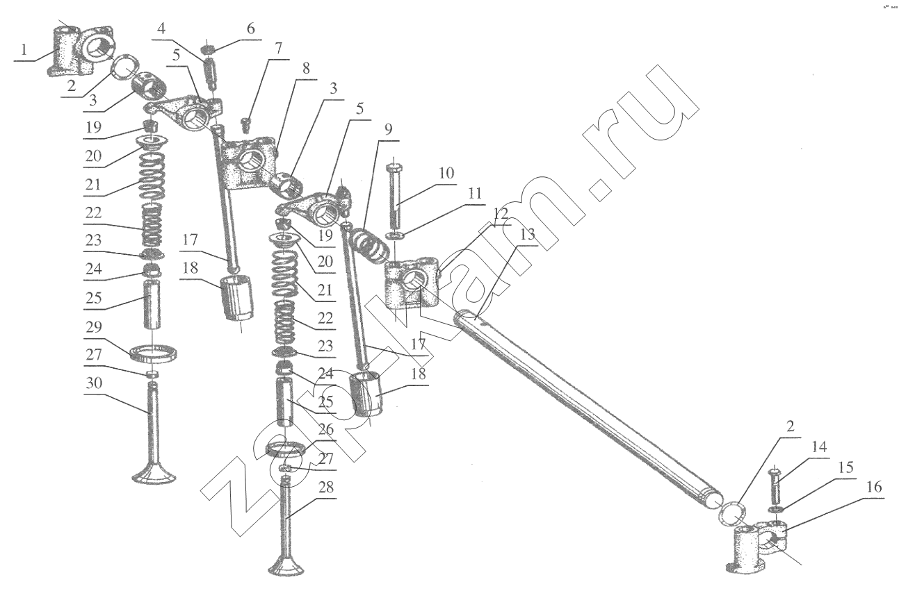 Схема/чертеж: Valve Mechanism / FAW CA6110
