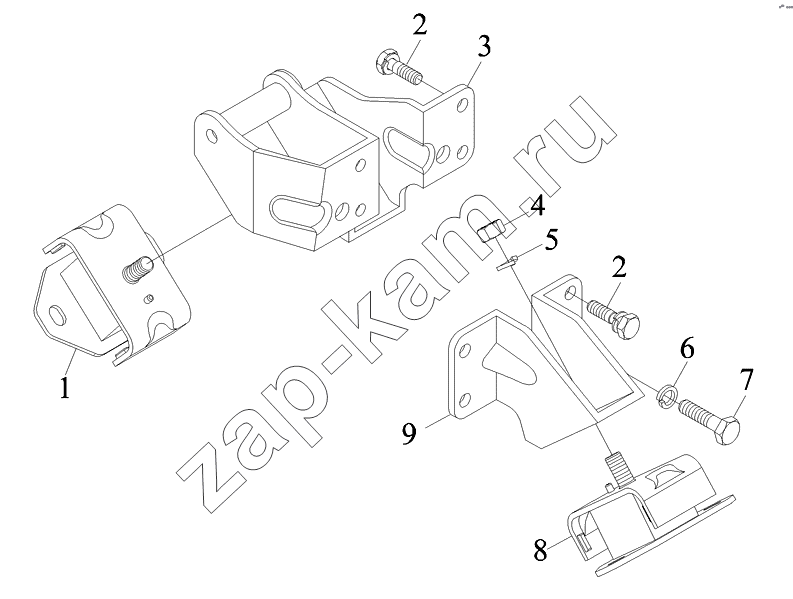 Схема/чертеж: Подвеска двигателя / Foton-BJ1039