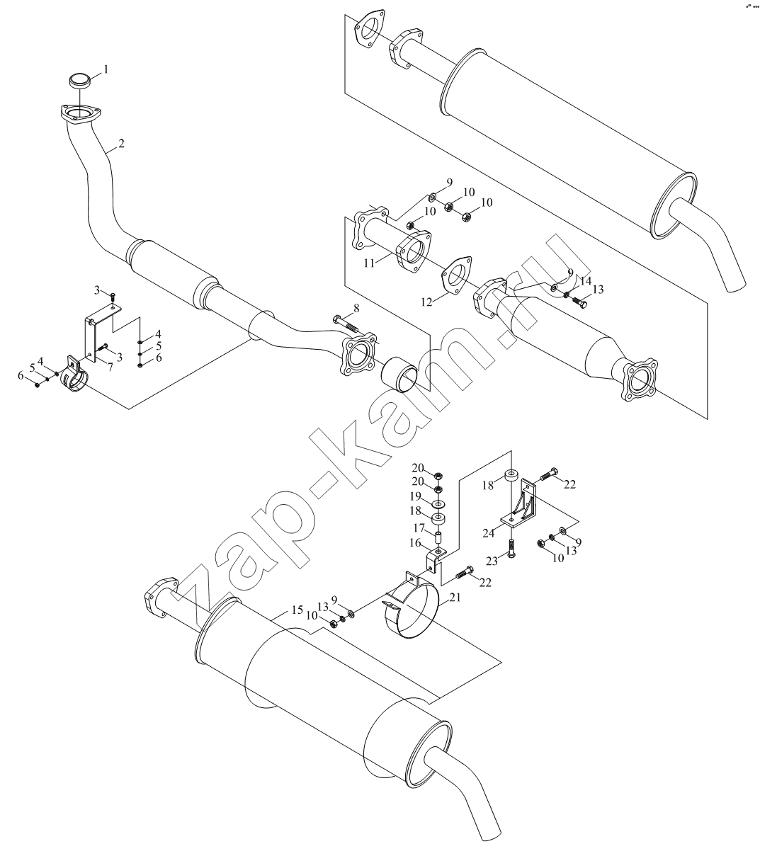 Схема/чертеж: 1S10411200102 Выпускное устройство / Foton BJ1041, BJ1069 (Ollin)