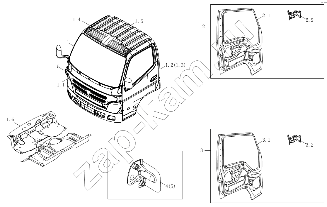 Схема/чертеж: 1SB2005000205 Корпус кузова / Foton BJ1051, BJ1061 (Aumark)