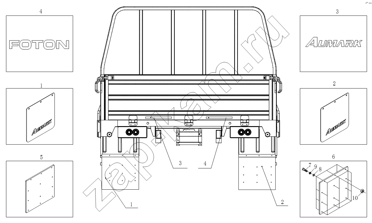Схема/чертеж: 1SB2008570132 Внешняя упаковка грузового ящика / Foton BJ1051, BJ1061 (Aumark)