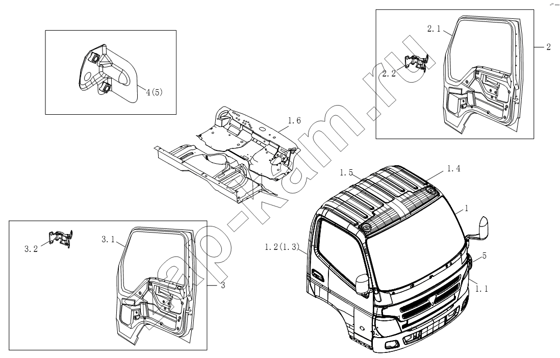Схема/чертеж: 1SB2005000315 Корпус кузова / Foton BJ1051, BJ1061 (Aumark)