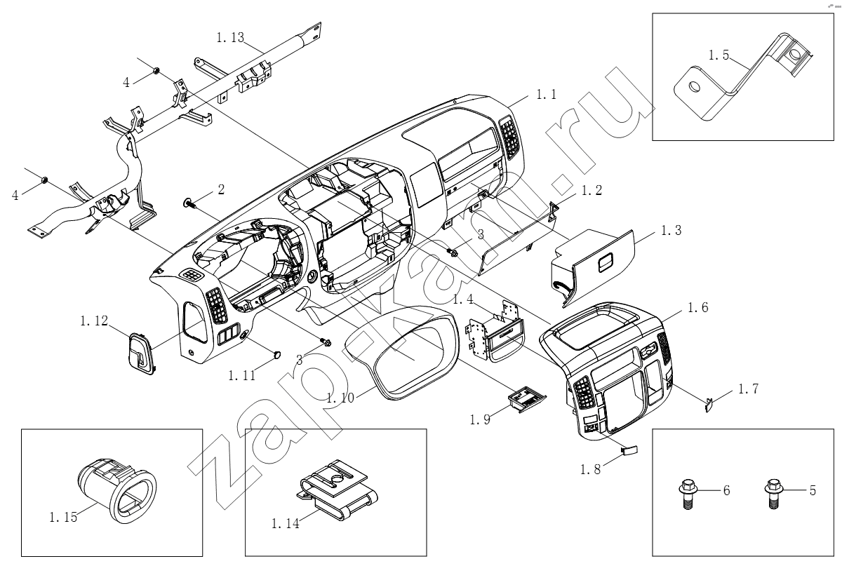 Схема/чертеж: 1SB2005350101 Панель приборов / Foton BJ1051, BJ1061 (Aumark)