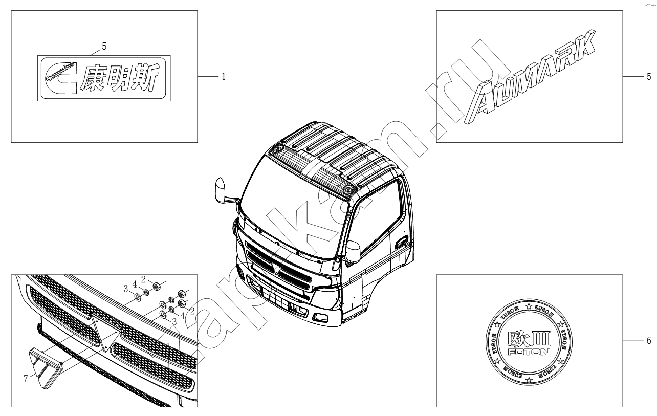 Схема/чертеж: 1SB1805050127 Внешняя отделка кузова / Foton BJ1051, BJ1061 (Aumark)