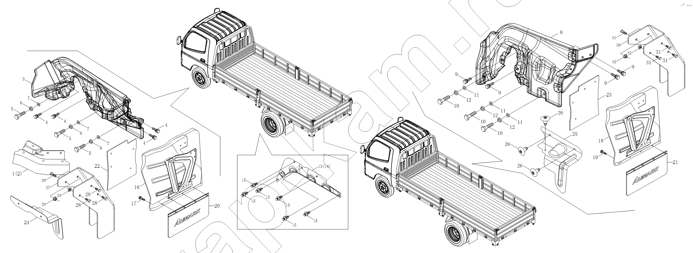 Схема/чертеж: 1SB2008430202 Подножки / Foton BJ1051, BJ1061 (Aumark)