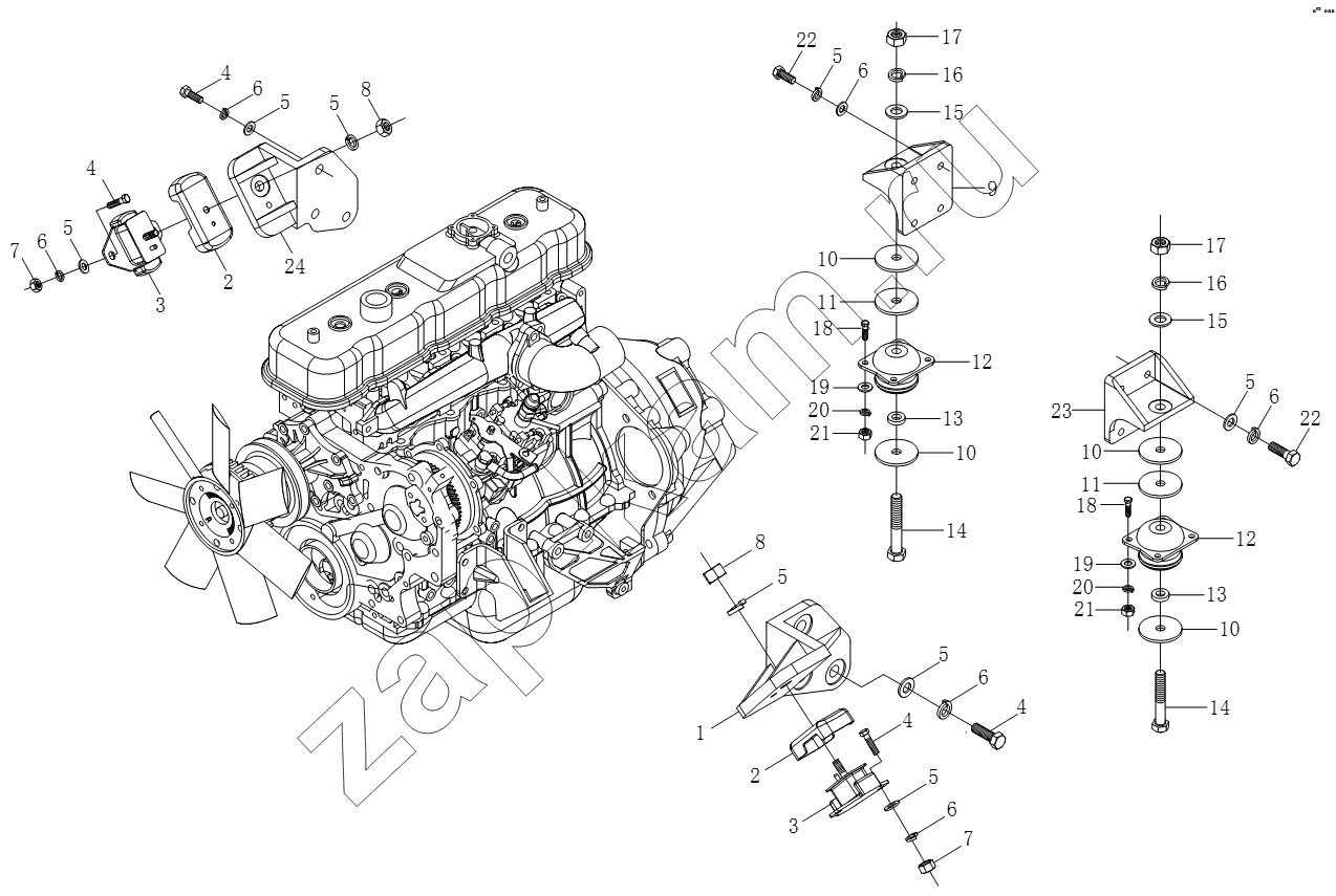Схема/чертеж: 1S10611010101 Подвеска силового агрегата / Foton BJ1051, BJ1061 (Aumark)