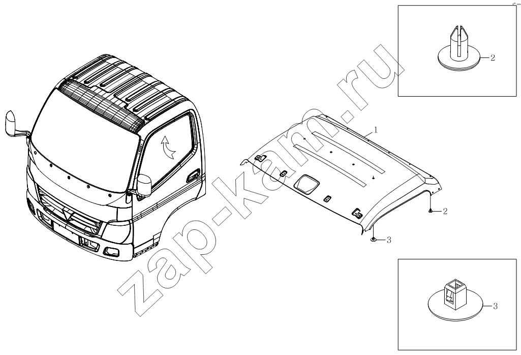 Схема/чертеж: 1SB2005720101 Агрегат верхней крышки / Foton Оllin Express I
