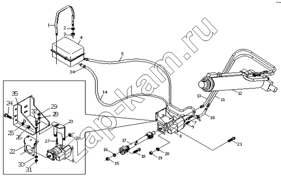 Схема/чертеж: Lifting mechanism hydraulic system / Foton-BJ3251DLPJB