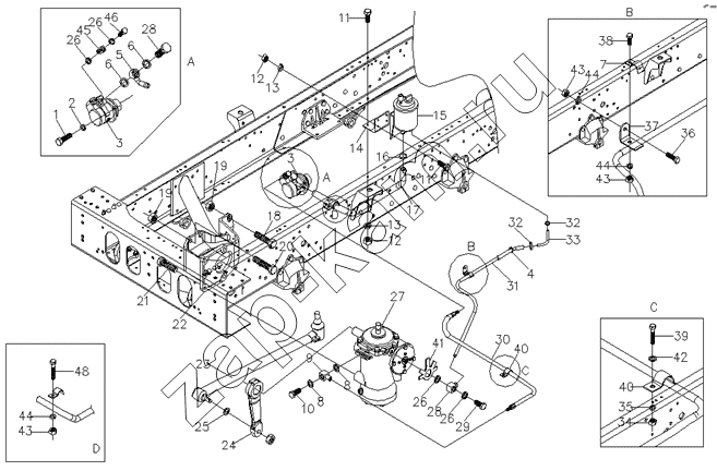 Схема/чертеж: Steering box and accessories / Foton-BJ3251DLPJB