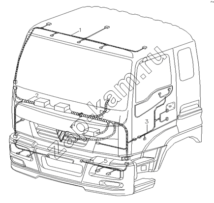 Схема/чертеж: Жгут электропроводки кабины / Foton-BJ3251DLPJB