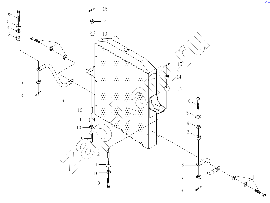 Схема/чертеж: 1S12511320103 Radiator suspension / Foton 3253DLPJE-0RZA01