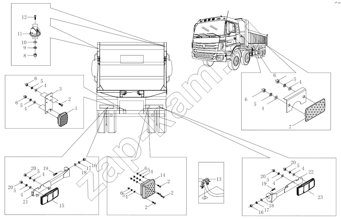 Схема/чертеж: 1S32413650000 Rear lamps / Foton 3253DLPJE-0RZA01