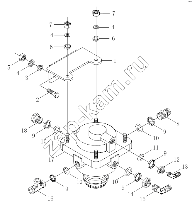 Схема/чертеж: 1S4253356A001 Brake pipeline-relay valve module / Foton 3253DLPJE-0RZA01