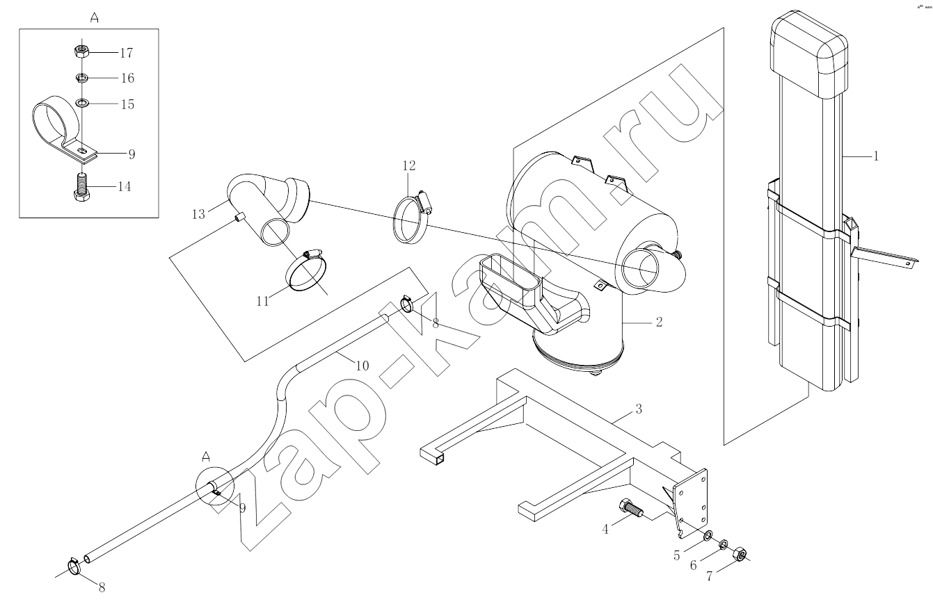 Схема/чертеж: 1S32511190301 Air intake device-1 / Foton 3253DLPJE-0RZA01