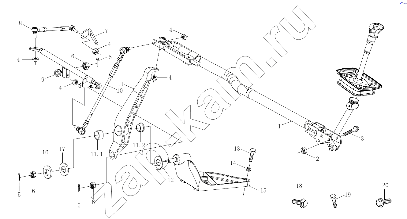 Схема/чертеж: 1S32531721501 Gearbox operation mechanism / Foton 3253DLPJE-0RZA01