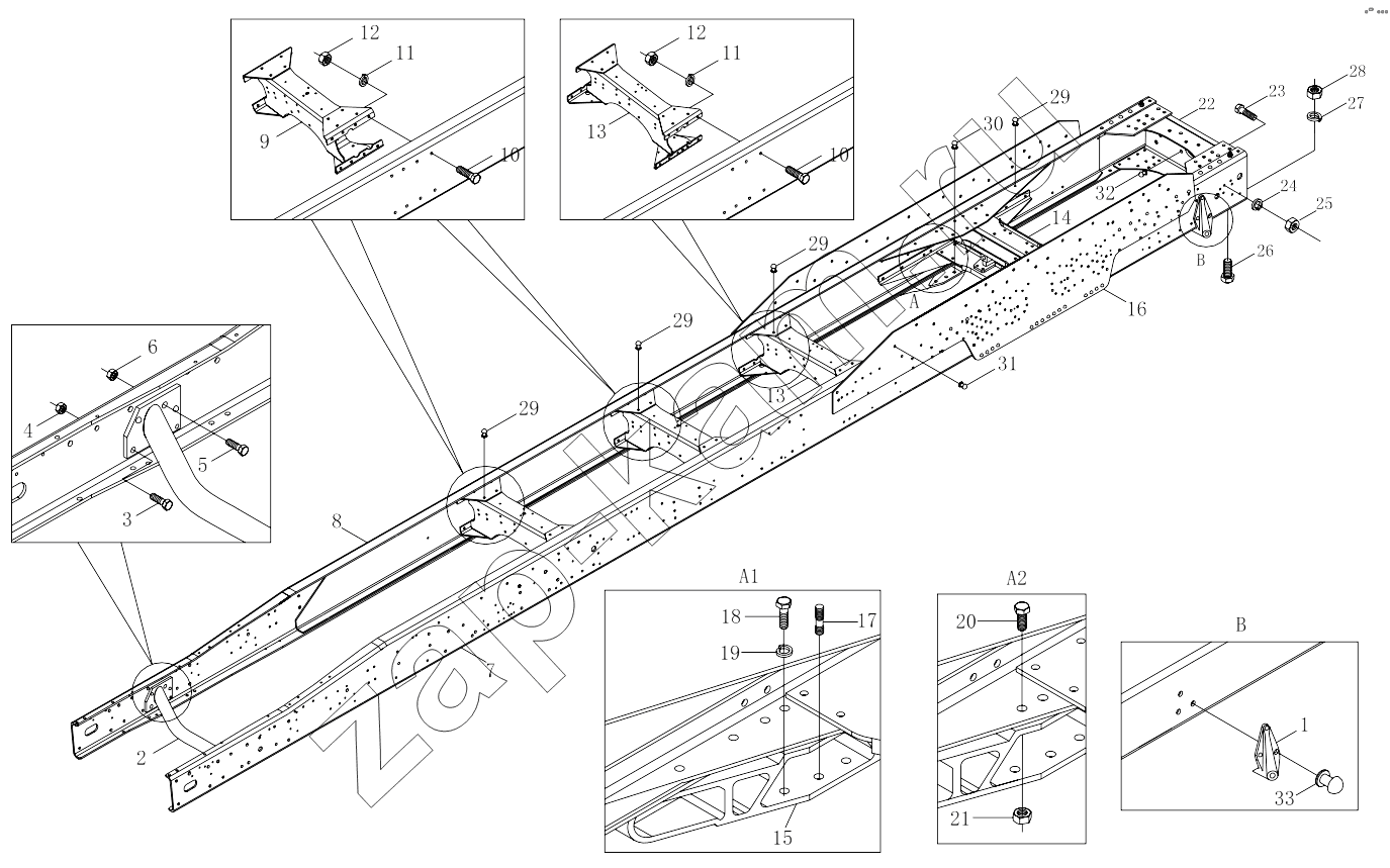Схема/чертеж: 1S32532801501 Frame assy / Foton 3253DLPJE-0RZA01