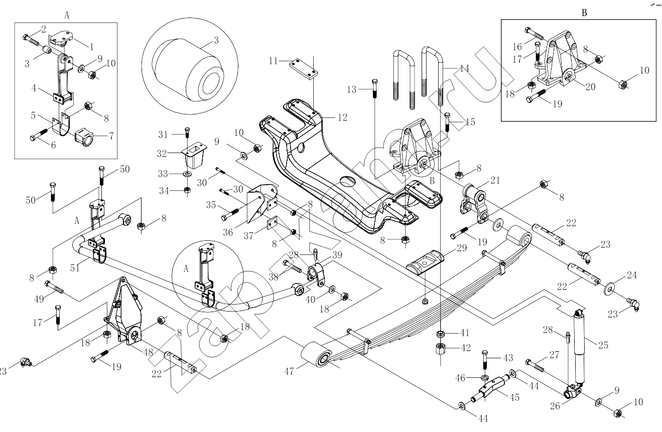 Схема/чертеж: 1S32532920401 Front suspension (RHD) / Foton 3253DLPJE-0RZA01
