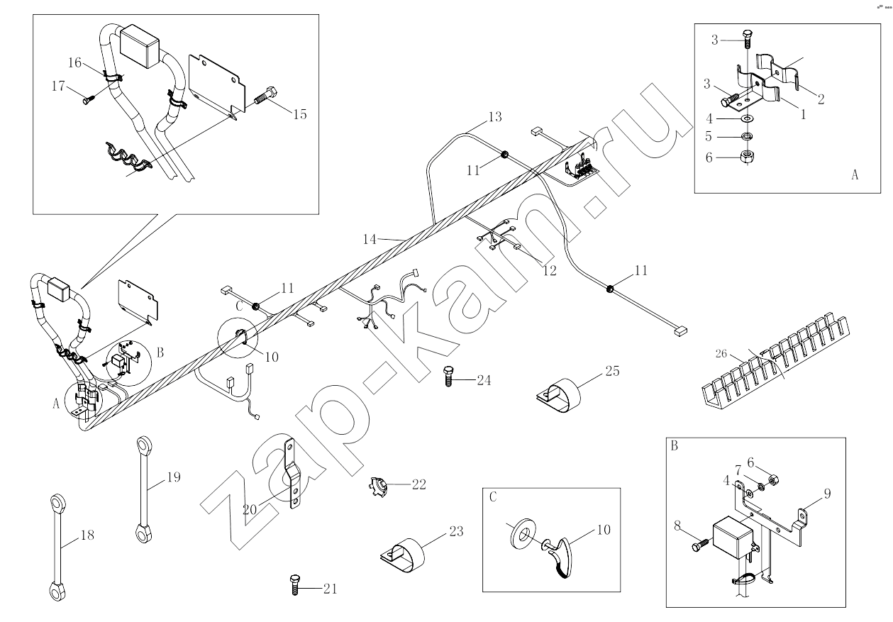 Схема/чертеж: 1S32533620419 Chassis wire harness / Foton 3253DLPJE-0RZA01
