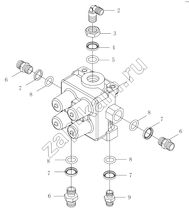 Схема/чертеж: 1S41703561500 Four-circuit protection valve assy / Foton 3253DLPJE-0RZA01