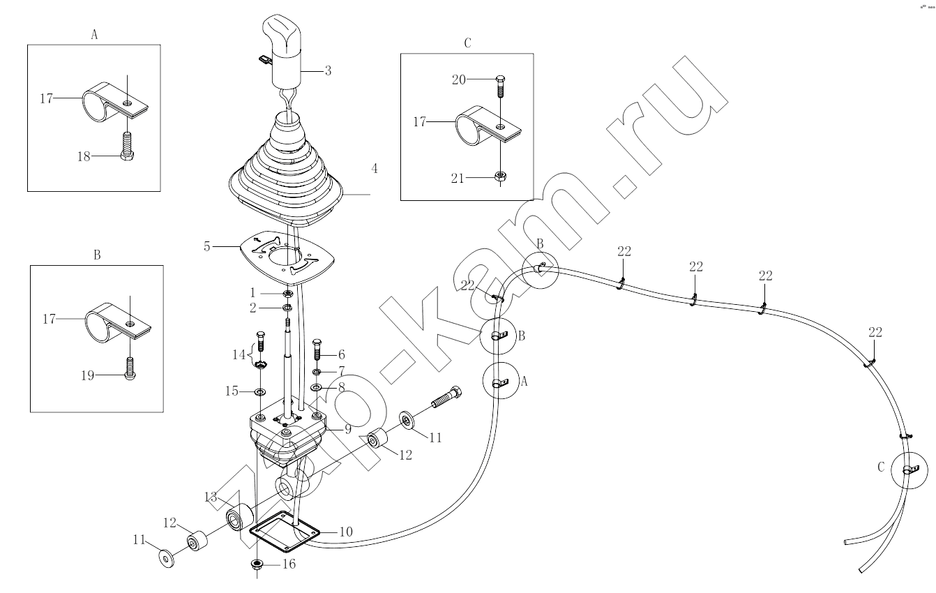 Схема/чертеж: 1S42531730801 Gearbox operation mechanism / Foton 3253DLPJE-0RZA01