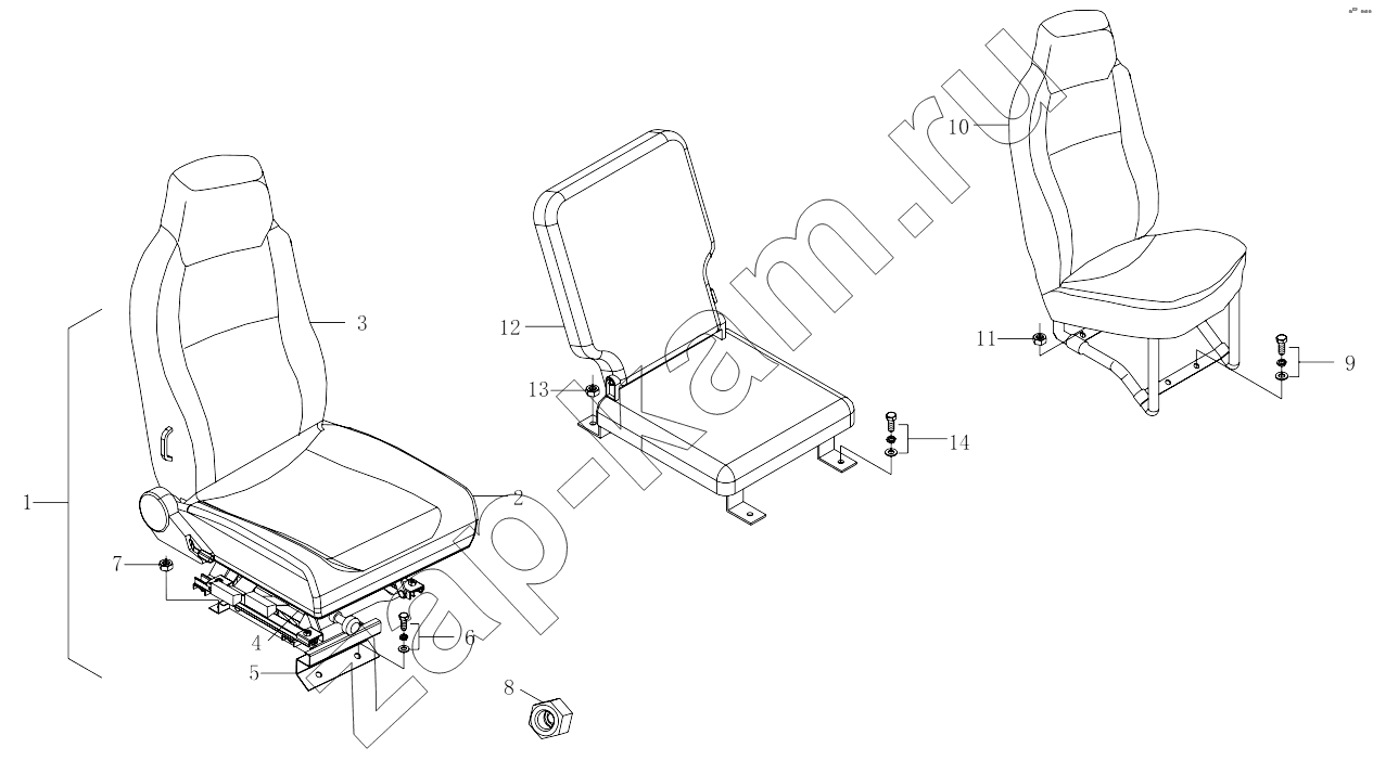Схема/чертеж: 1SB2206810501 Driver seat / Foton 3253DLPJE-0RZA01