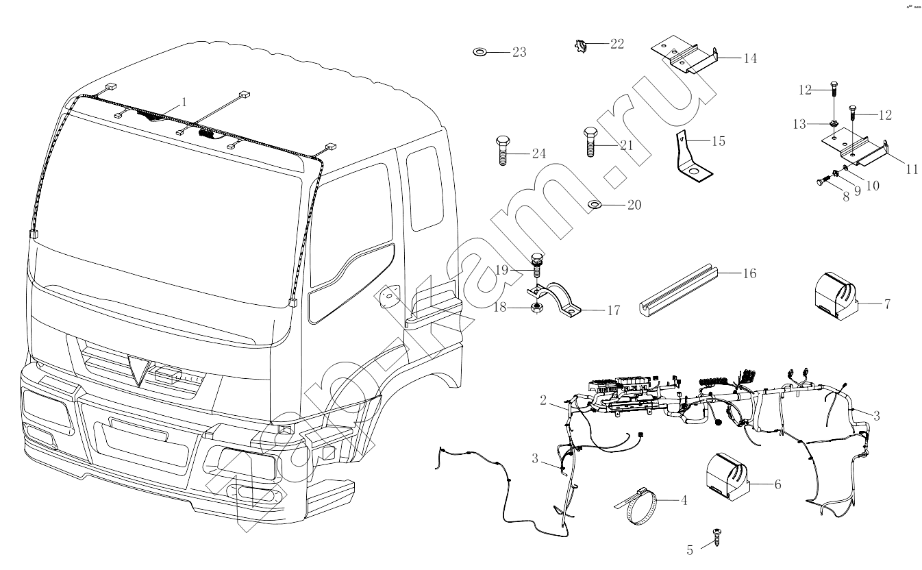 Схема/чертеж: 1SB2493740419 Body wire / Foton 3253DLPJE-0RZA01