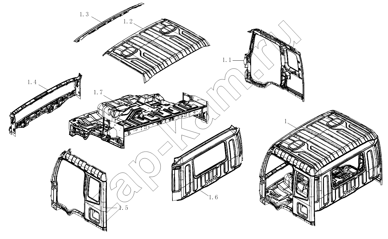 Схема/чертеж: 1SB2495000116 Vehicle body / Foton 3253DLPJE-0RZA01