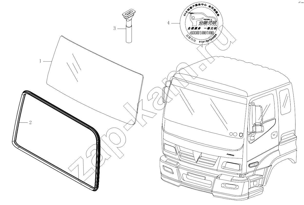 Схема/чертеж: 1SB2495210101 Windshield parts / Foton 3253DLPJE-0RZA01