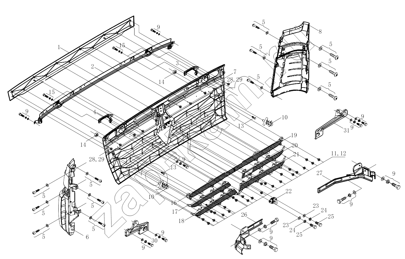 Схема/чертеж: 1SB2495310501 Front wall accessories-1 / Foton 3253DLPJE-0RZA01